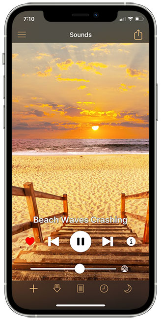 White Noise App Playing Beach Waves Crashing
